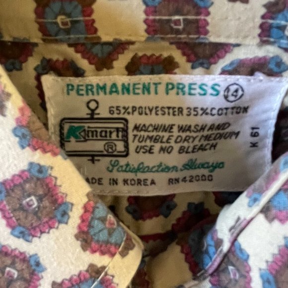 Vintage Groovy 1970's K-Mart Button up Shirt Size 14 - Picture 3 of 4